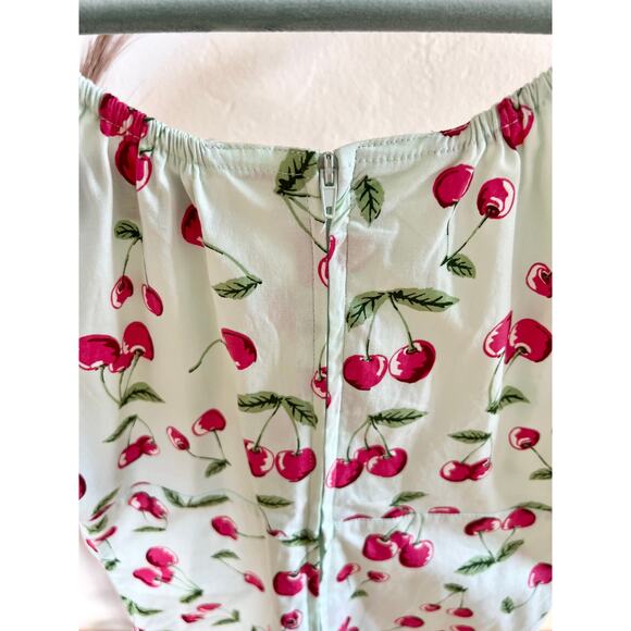 Hell Bunny Cherry Print Blouse - White and Red - Picture 7 of 9